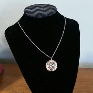 NWT Handmade Woodburned Celtic Knot Necklace